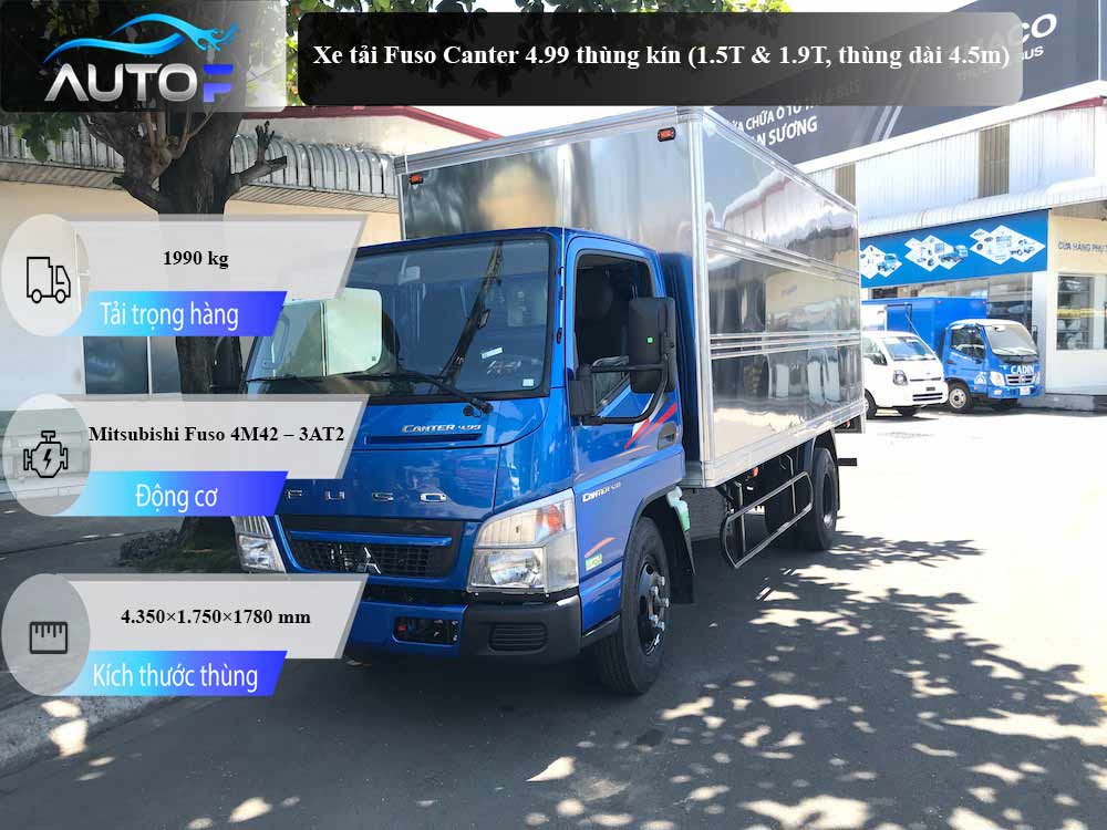 Xe tải Fuso Canter 4.99 thùng kín (1.5T & 1.9T, thùng dài 4.5m)